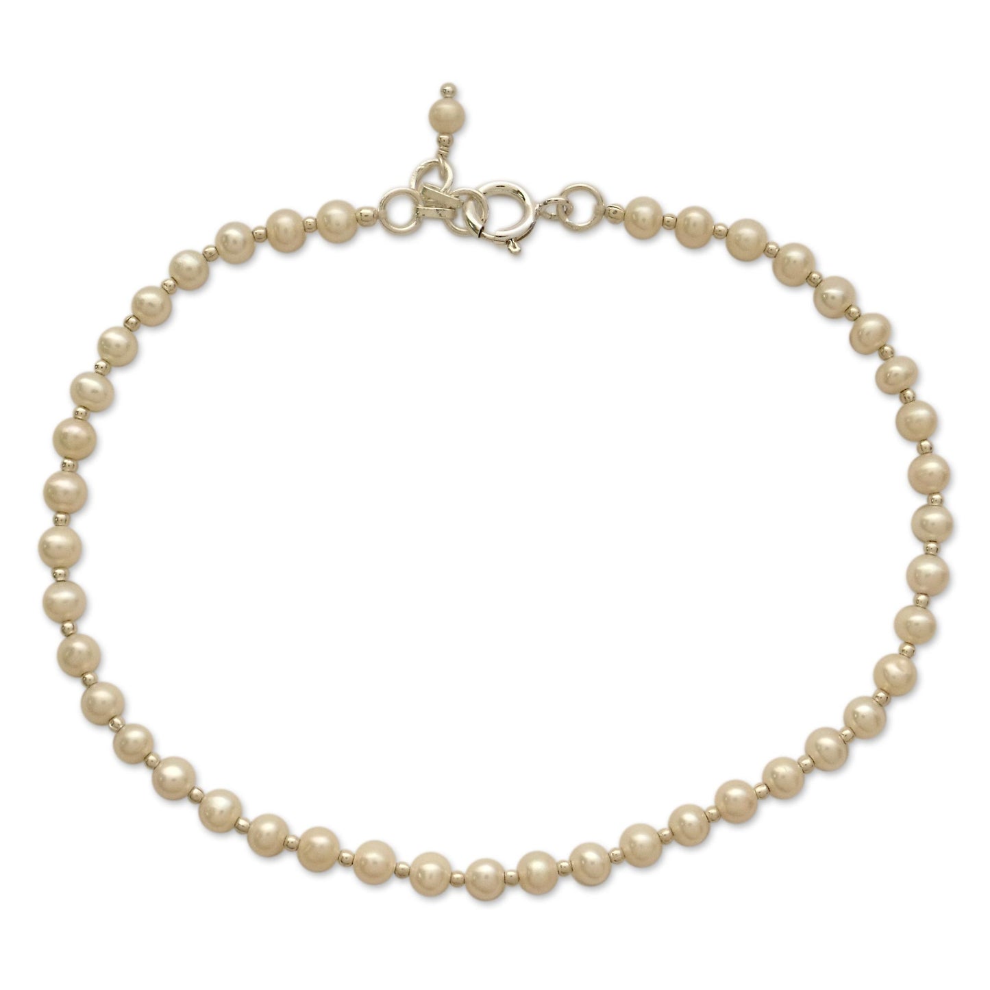 Moon Dew Sterling Silver Pearl Anklet