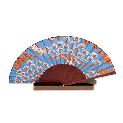 Balinese Springtime Silk Batik Folding Fan