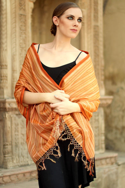 India Sunset Cotton and silk shawl