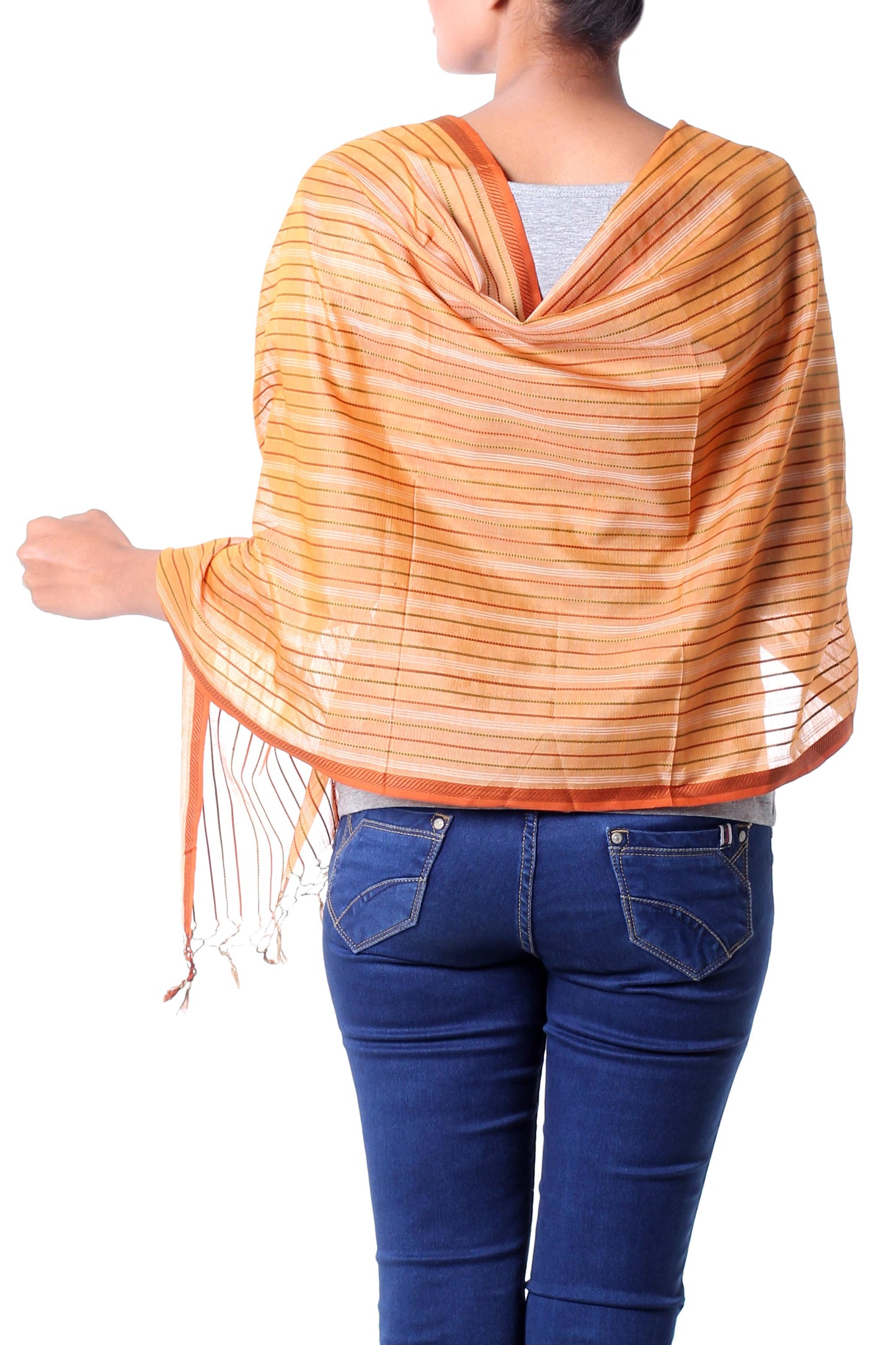 India Sunset Cotton and silk shawl