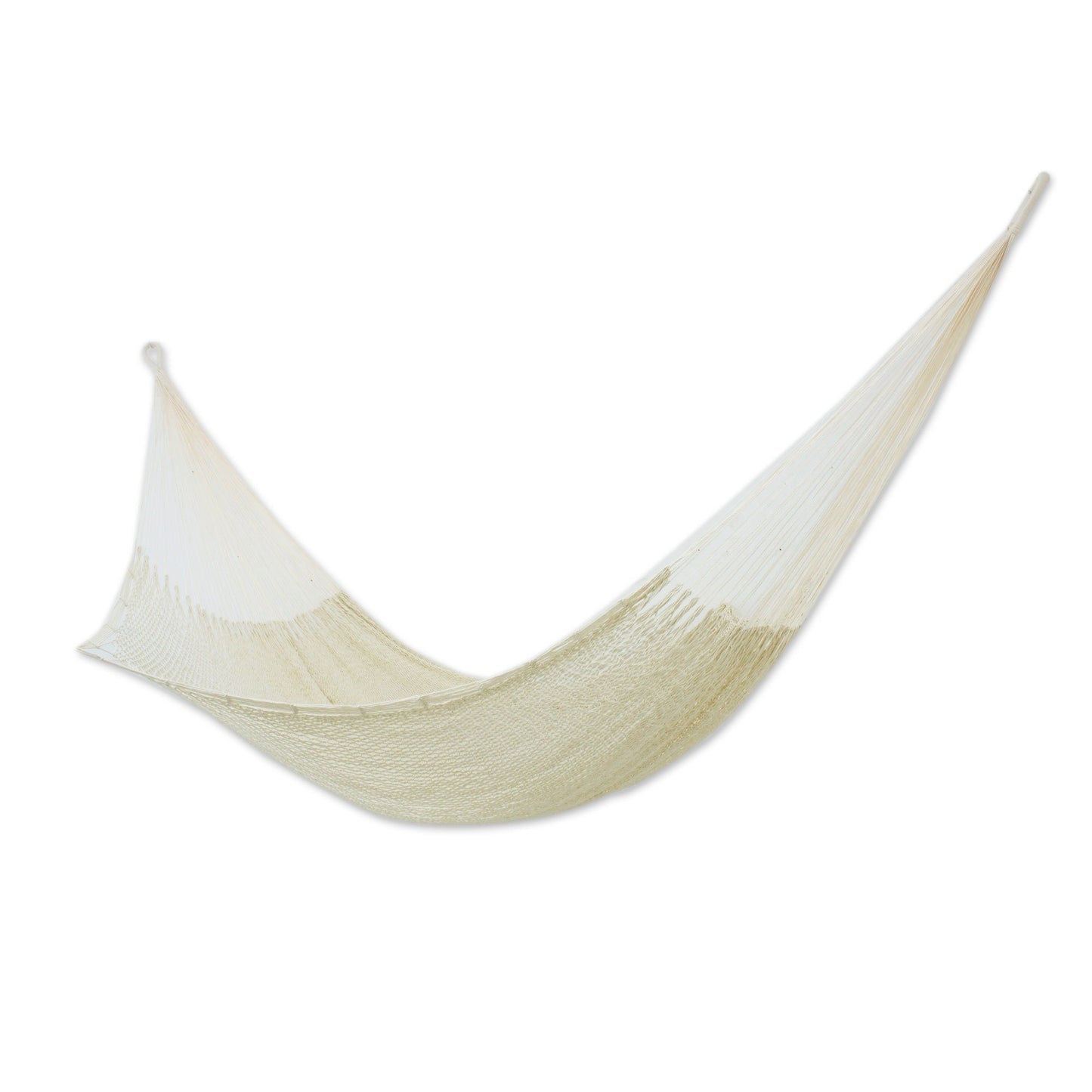 Two Person Hand Woven Beige Cotton Hammock