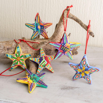 Holiday Stars Ceramic ornaments (Set of 6)