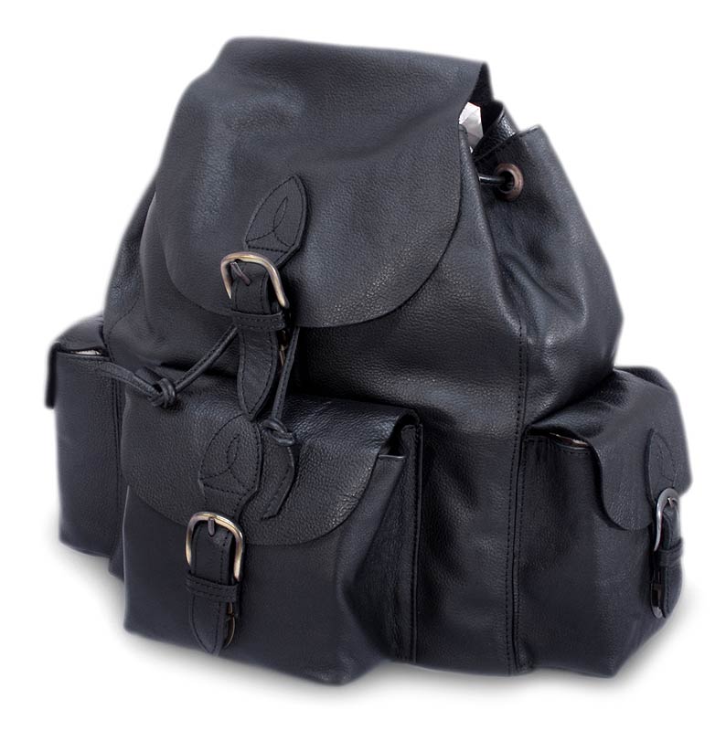 Black Deluxe Leather Backpack