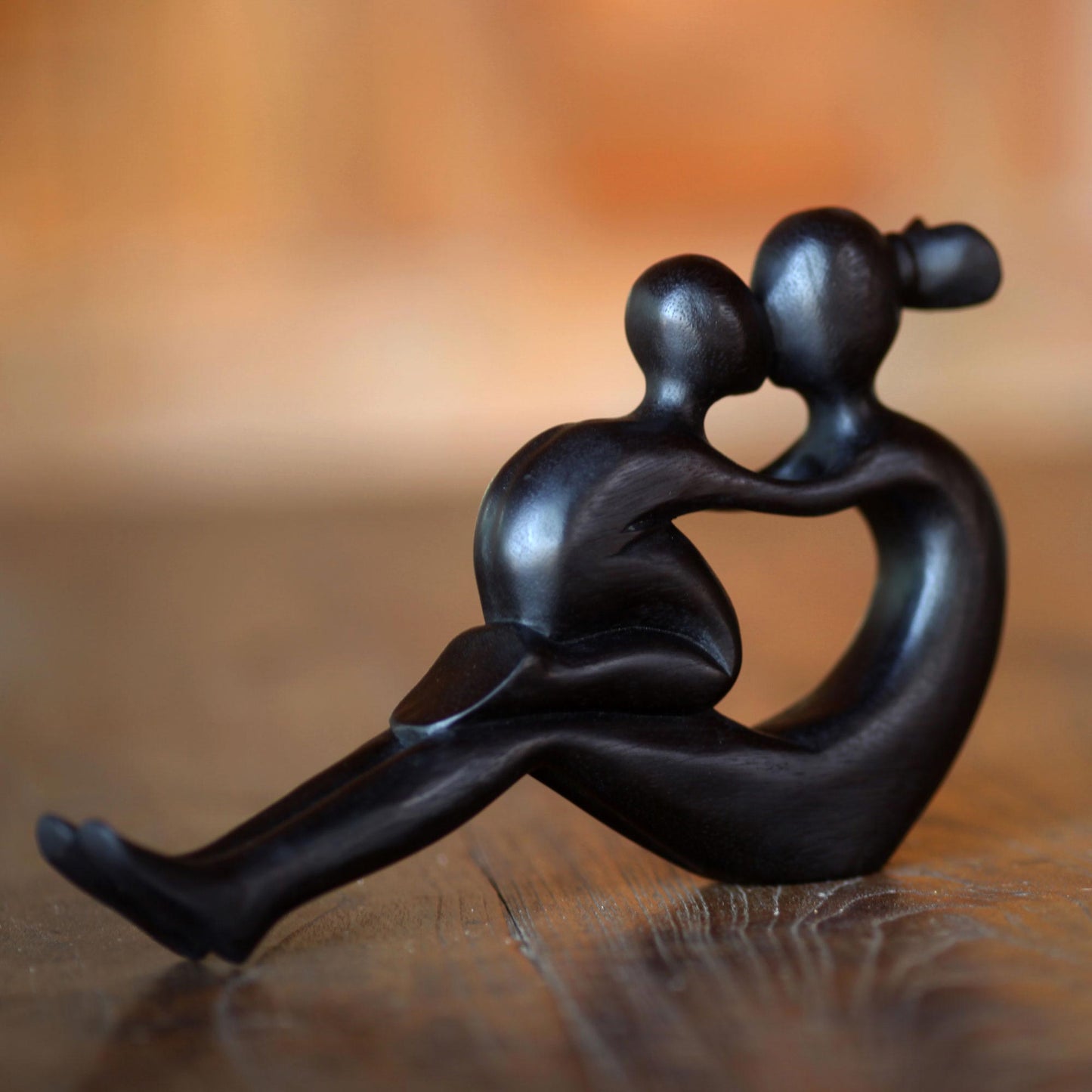 Her Love Will Never End Handcrafted Mother and Child Wood Sculpture