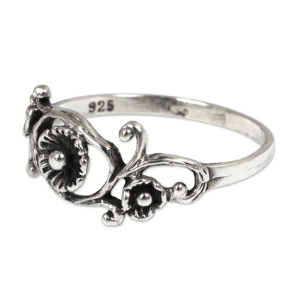 Lotus Rose Sterling Silver Flower Ring