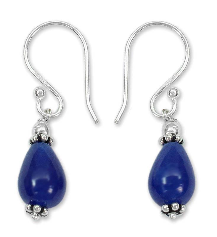 NOVICA - Sterling Silver Blue Chalcedony Earrings