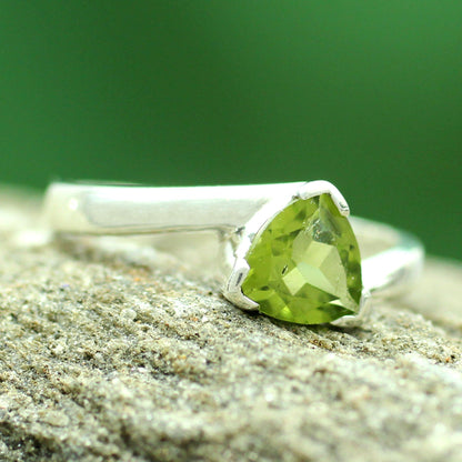 NOVICA - Sterling Silver & Peridot Solitaire Ring