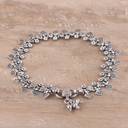Geometric Sterling Silver Charm Anklet