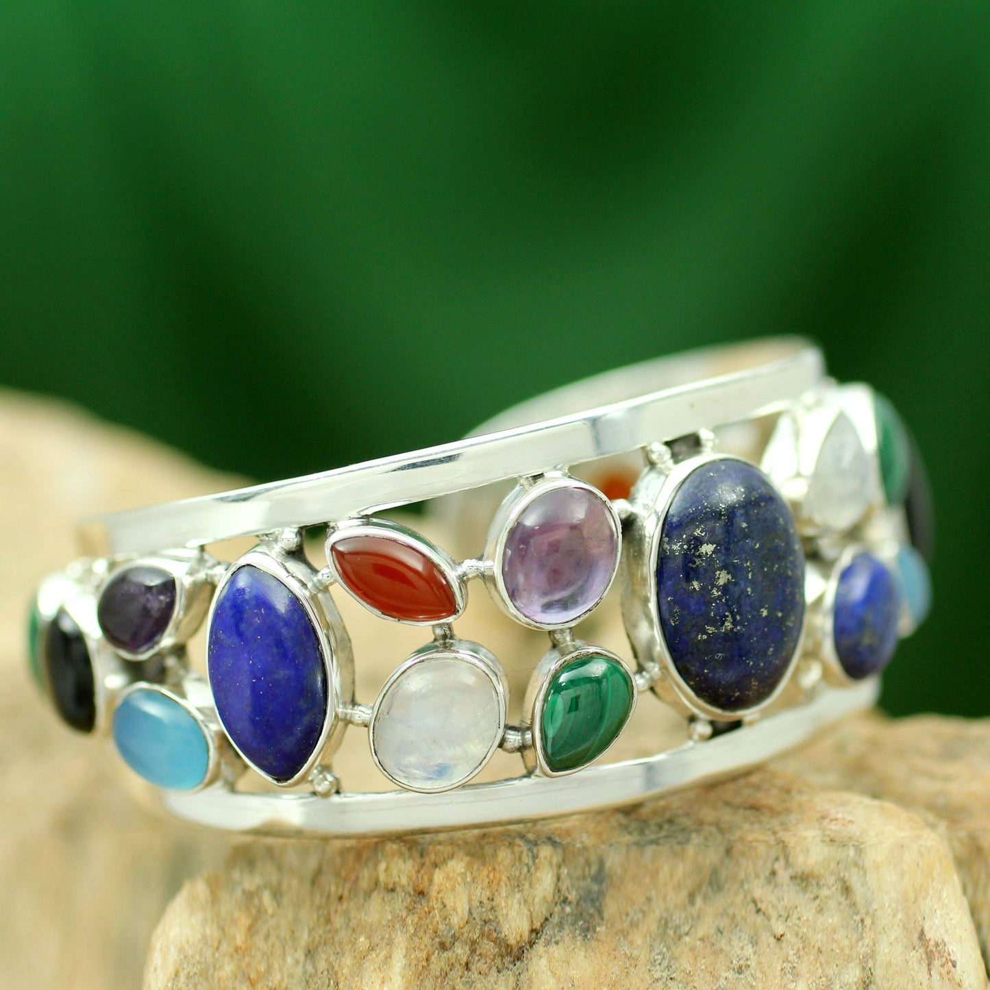 Colors of Life Gemstone Cuff Bracelet
