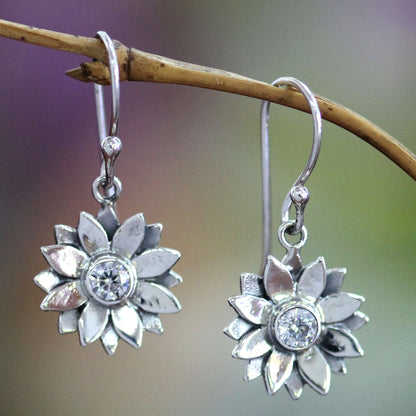 April Daisy Zirconia Sterling Silver Earrings