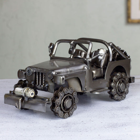 Rustic Off-Road Jeep Metal Sculpture