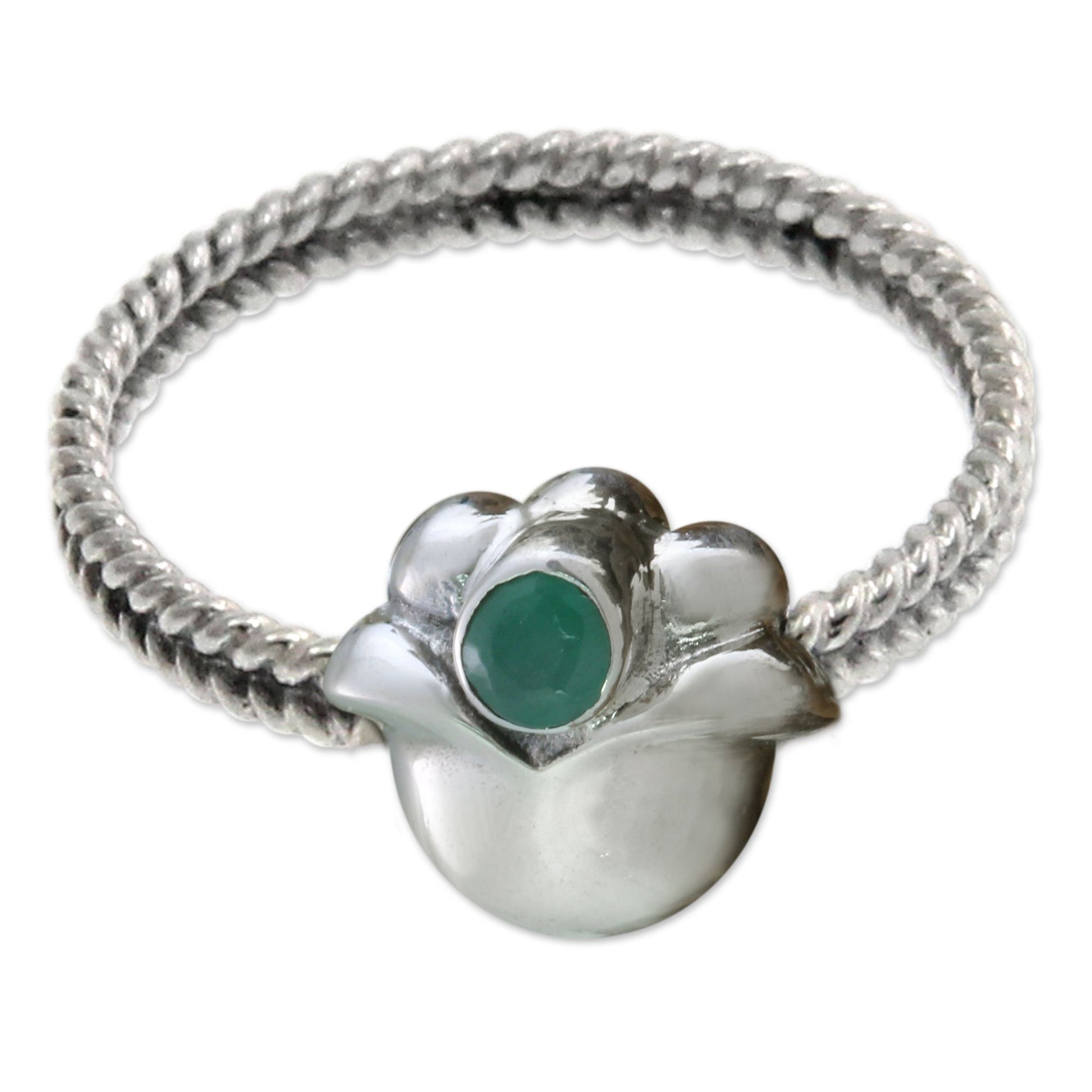 NOVICA - Lily Of The Valley Sterling Silver & Emerald Ring