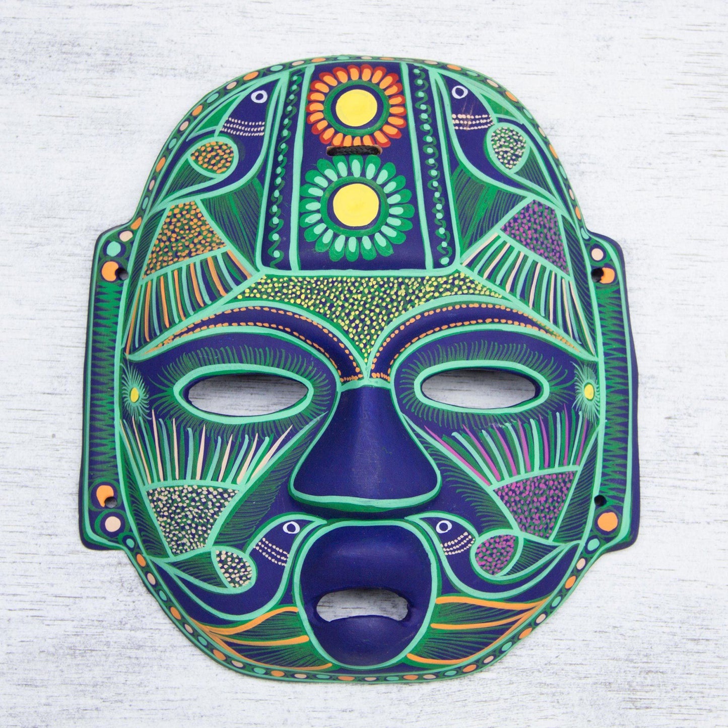 Hand Painted Olmec Ceramic Wall Mask