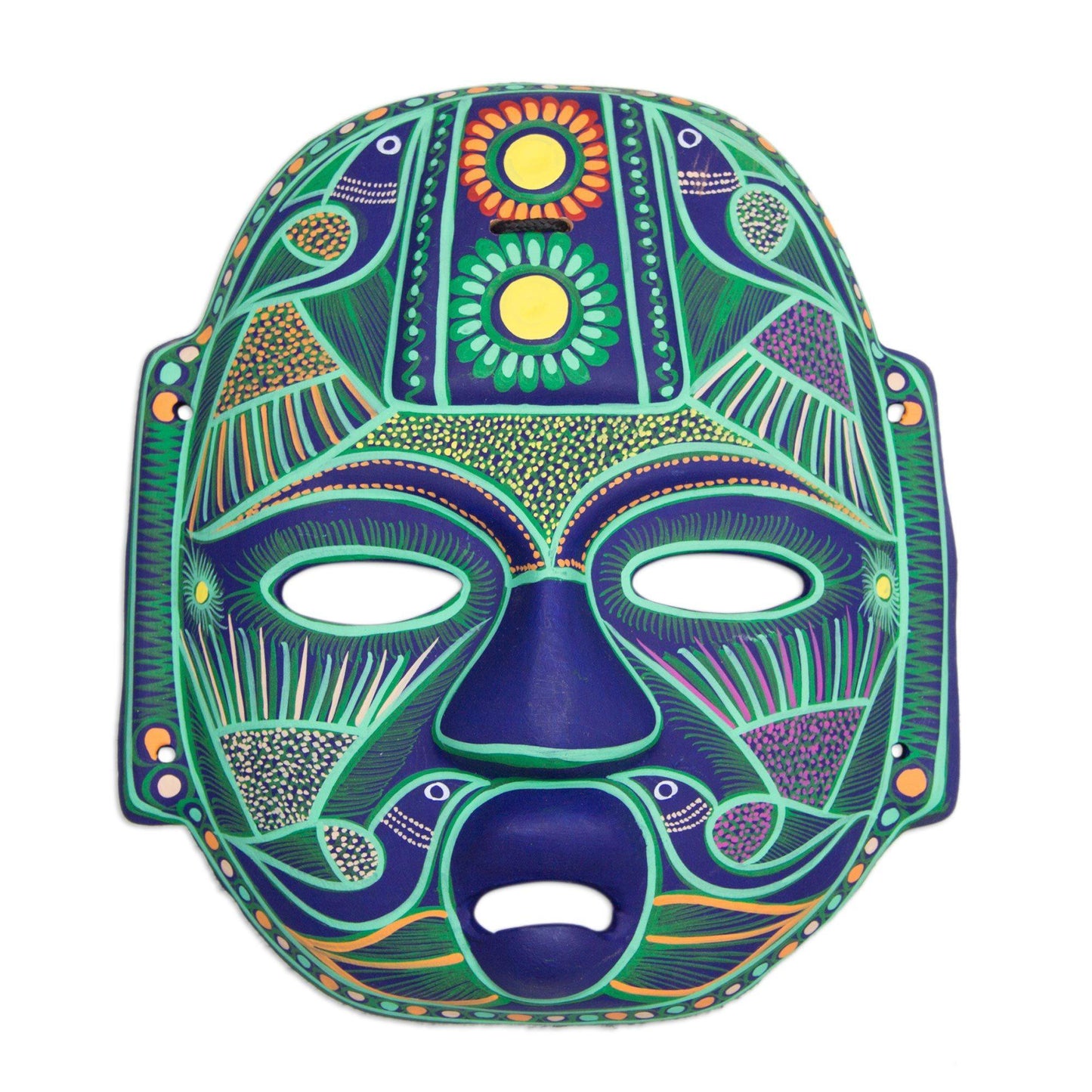 Hand Painted Olmec Ceramic Wall Mask