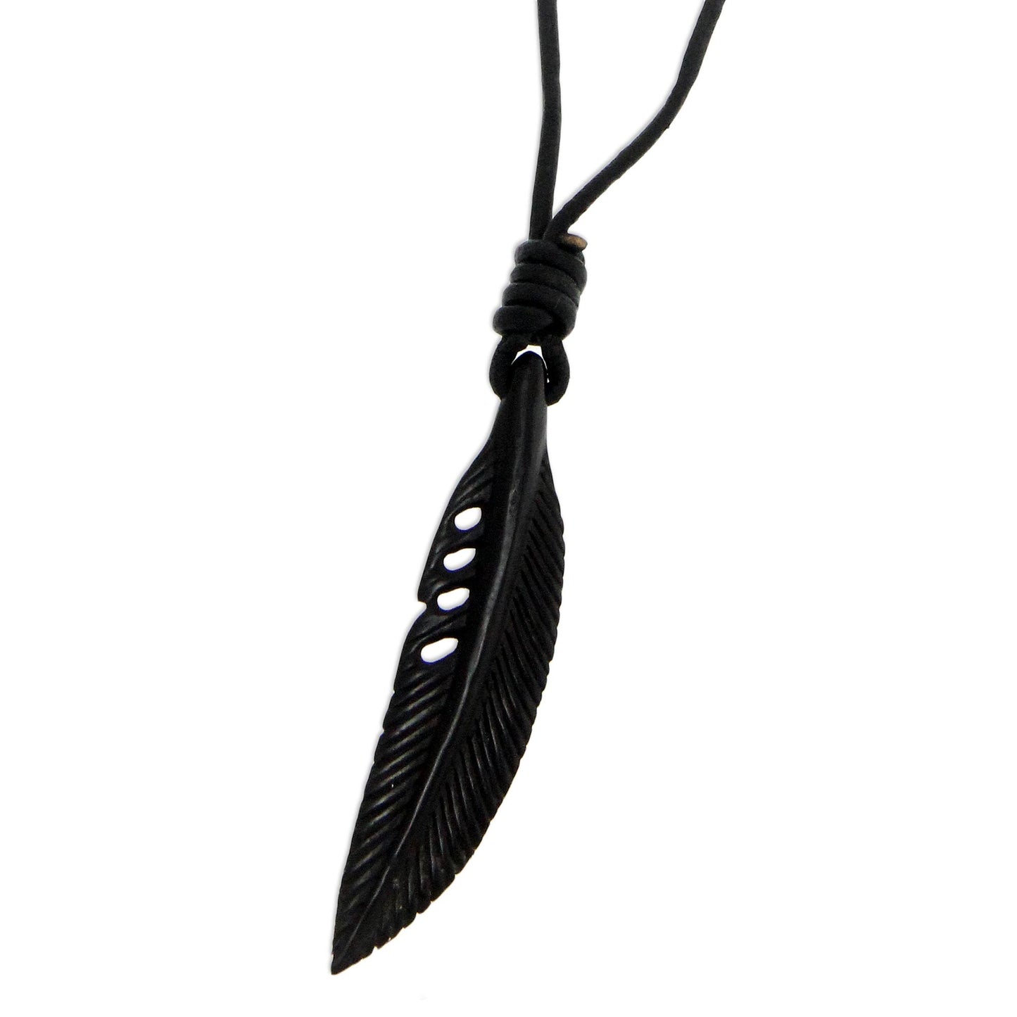 Men's Crow Feather Totem Buffalo Horn Necklace