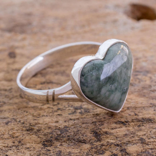 NOVICA - Handcrafted Jade & Sterling Silver Ring
