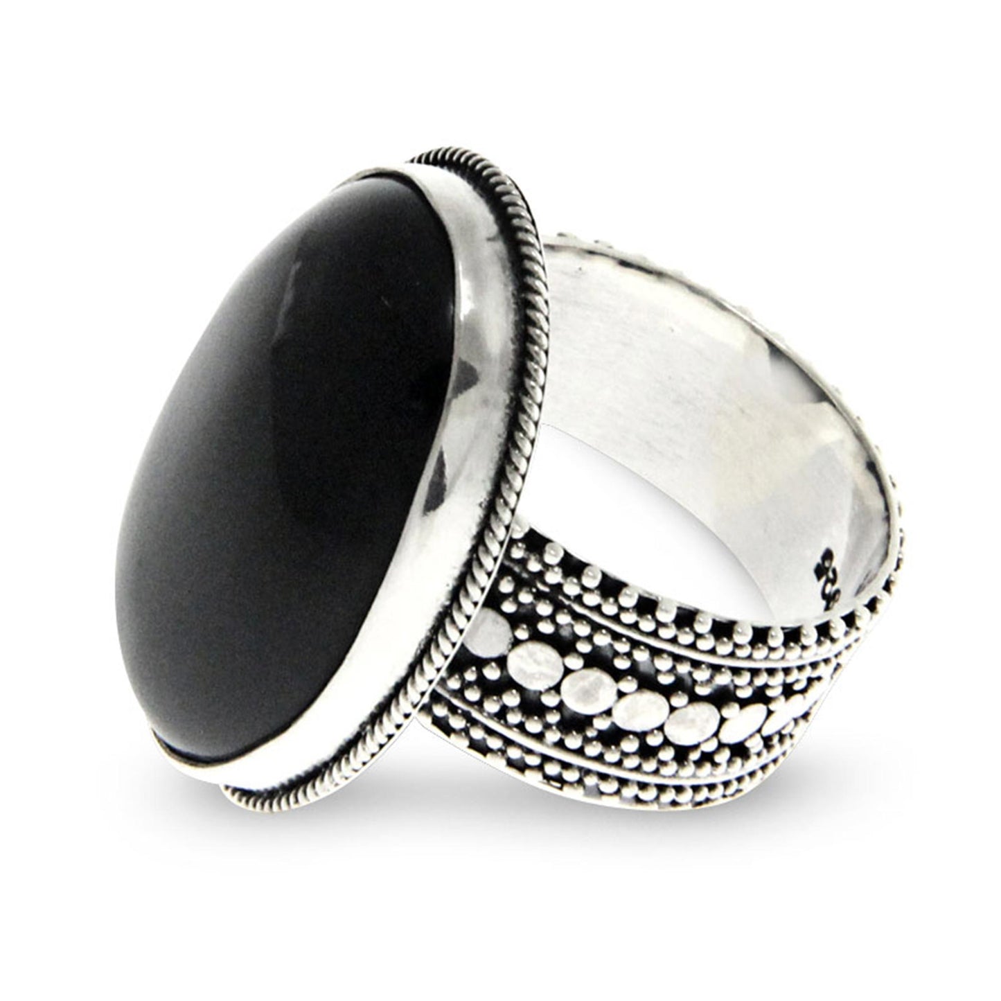 Oracle Sterling Silver & Onyx Cocktail Ring
