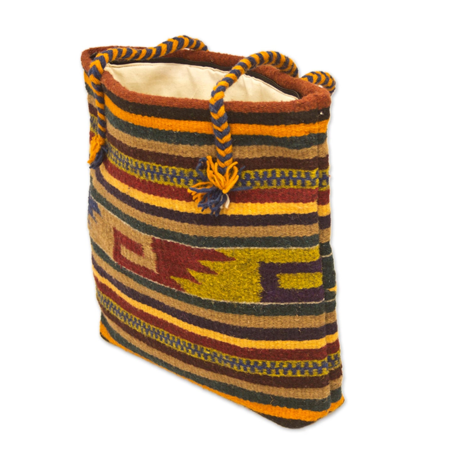 Zapotec Twilight Geometric Wool Shoulder Bag Hand Woven in Mexico