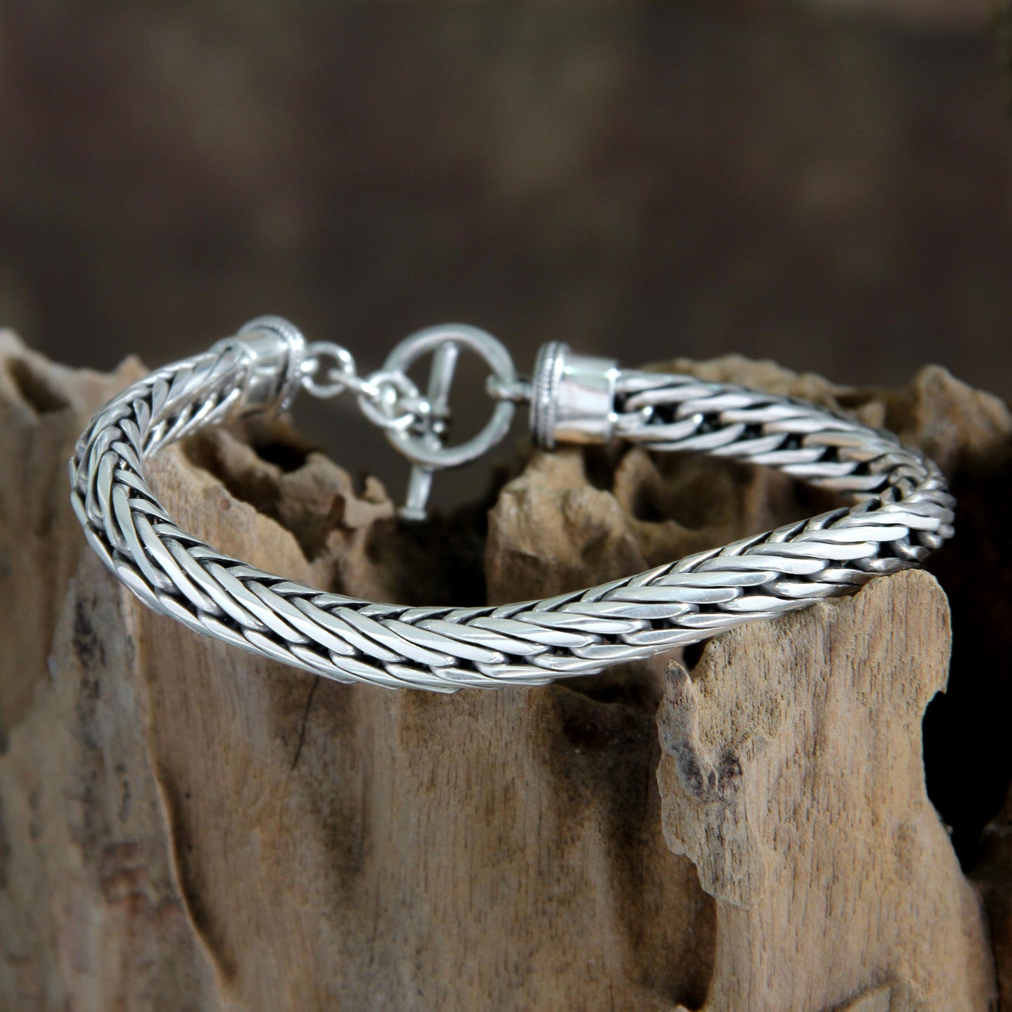 Silver Serpent Sterling Silver Men's Bracelet