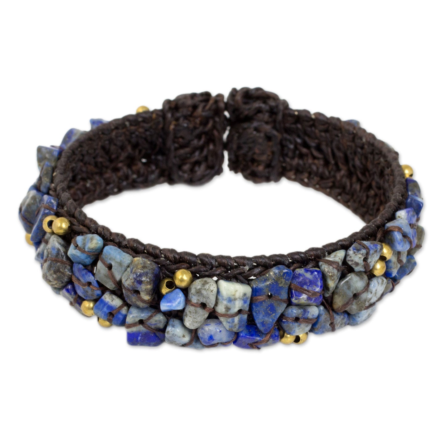 Ocean Day Lapis Lazuli Woven Cuff Bracelet