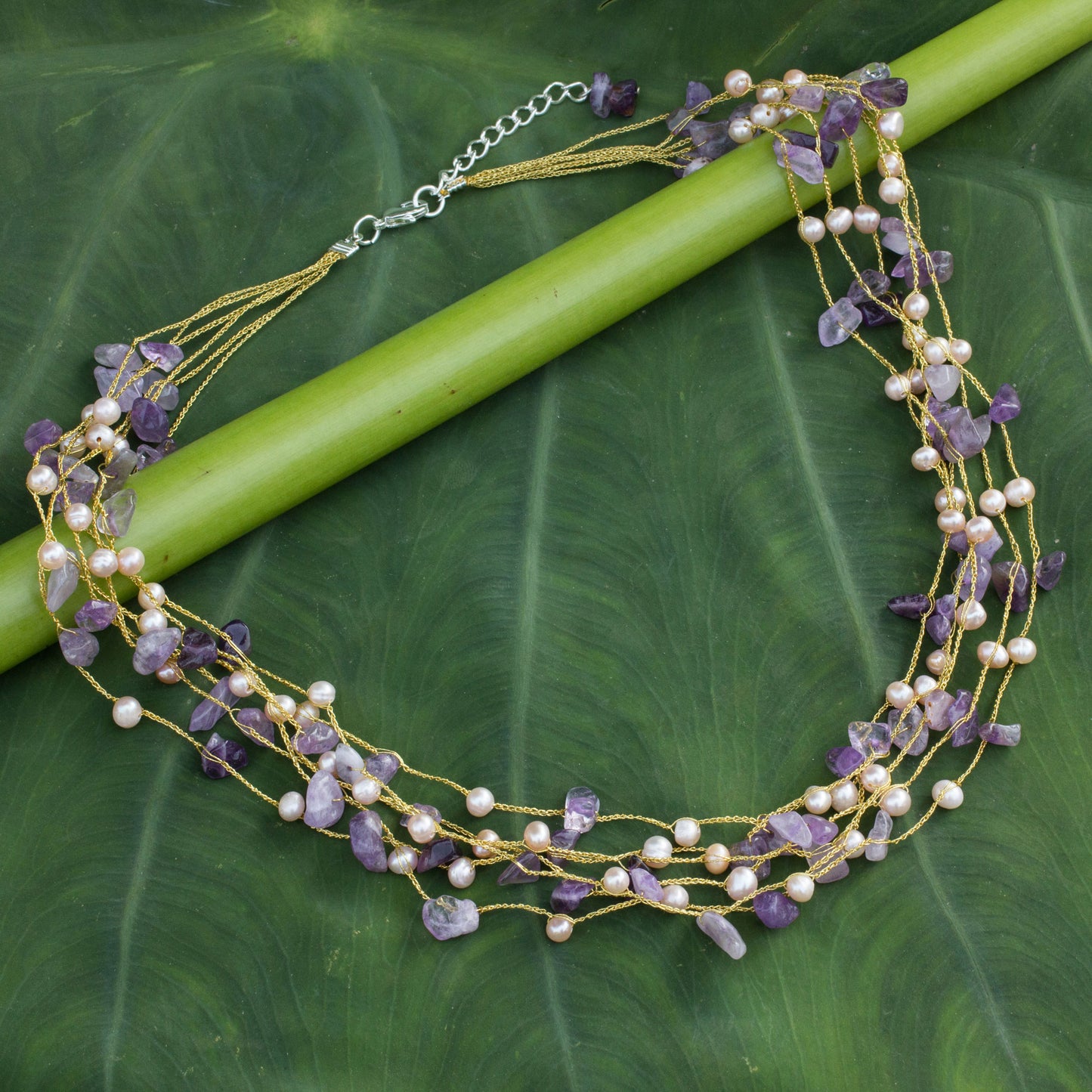 Afternoon Lilac Pearl Beaded Necklace
