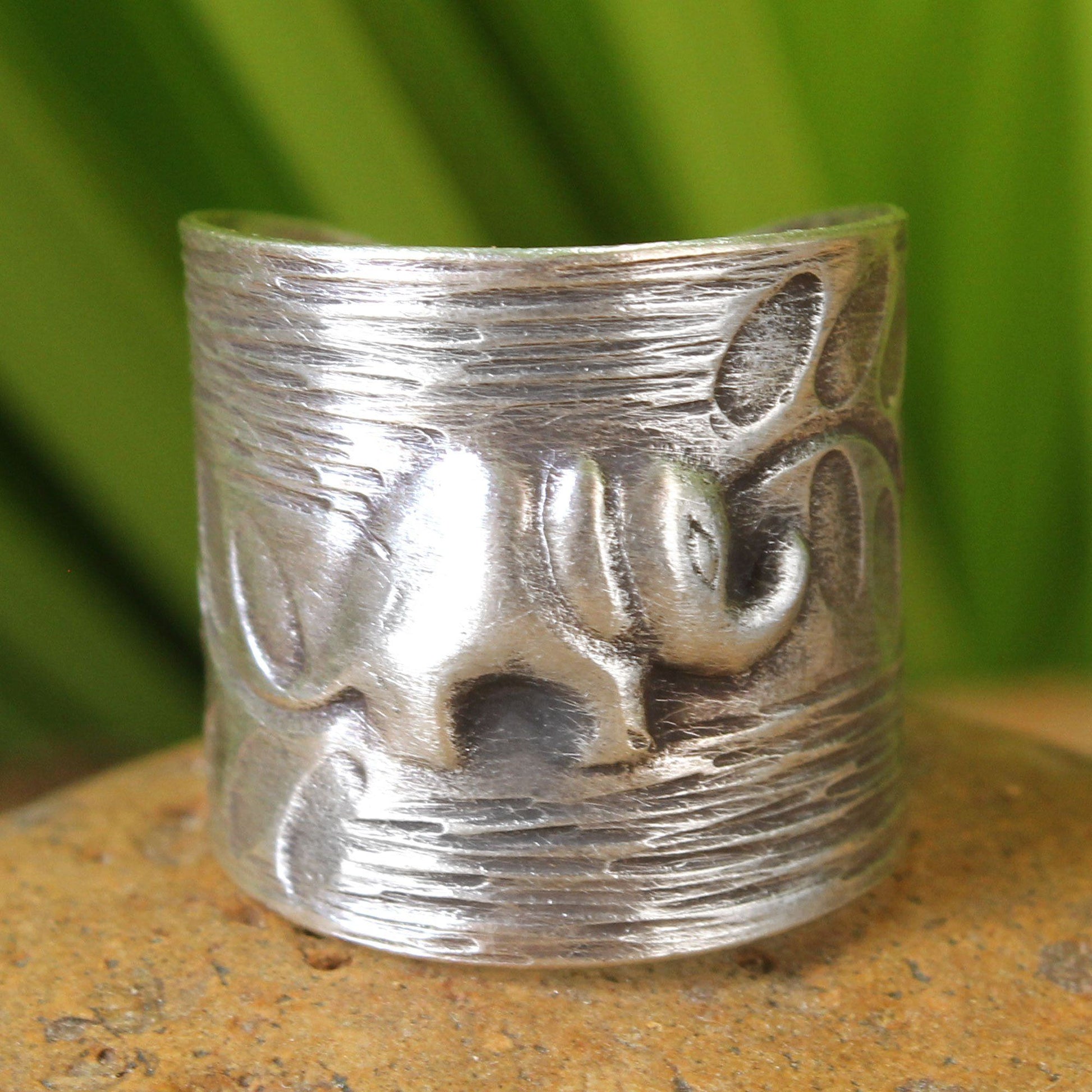 NOVICA - Silver Thai Forest Elephant Wrap Ring