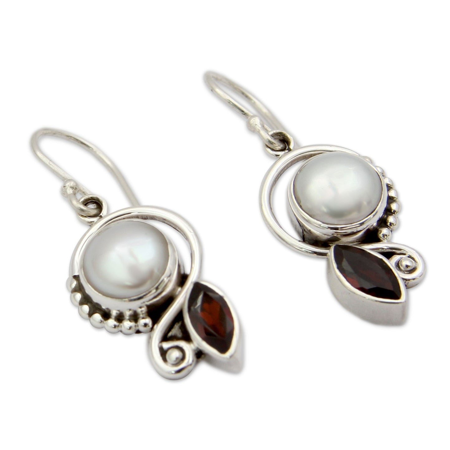 Sublime Romance Garnet & Pearl Dangle Earrings