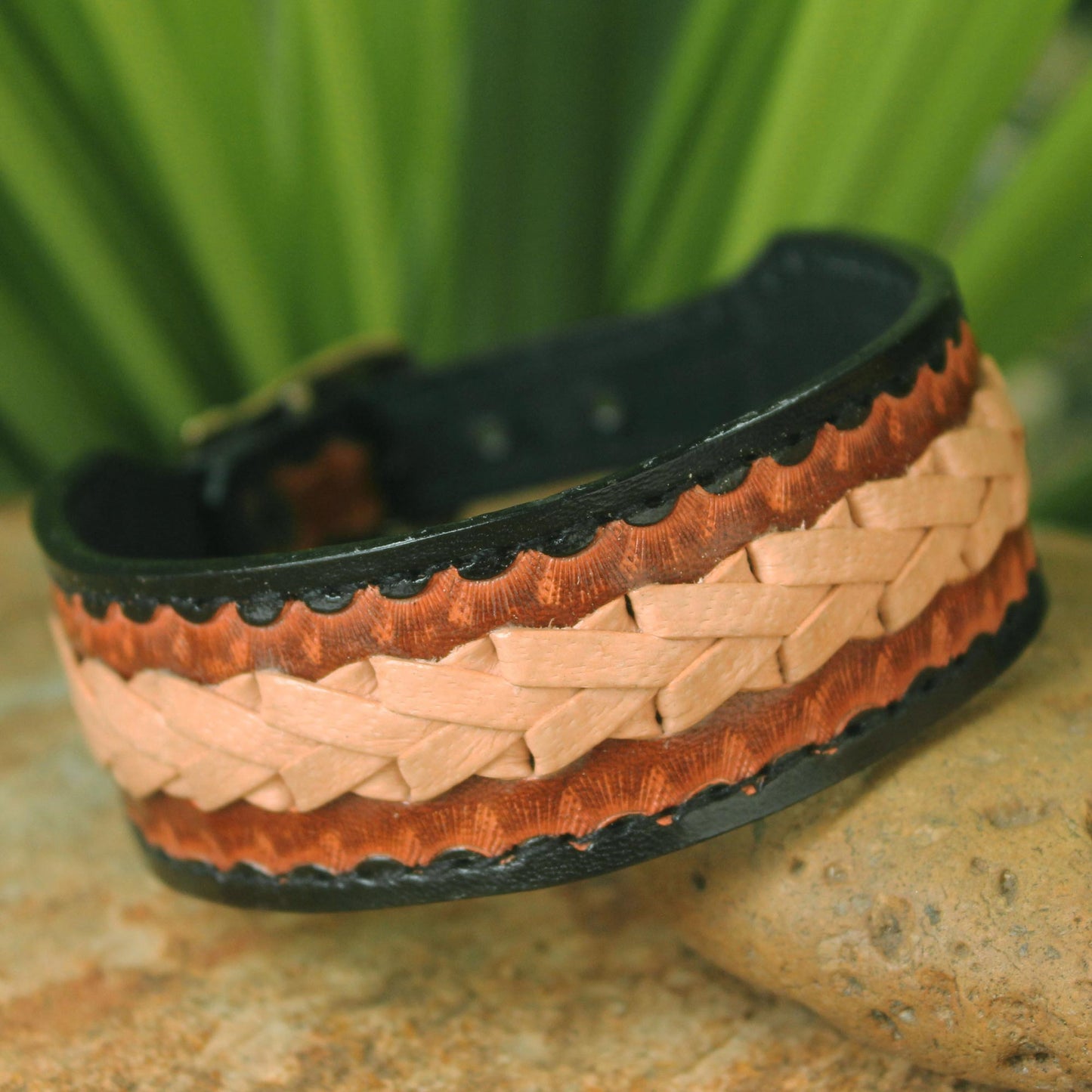 Thai Cowboy Brass & Leather Men's Bracelet