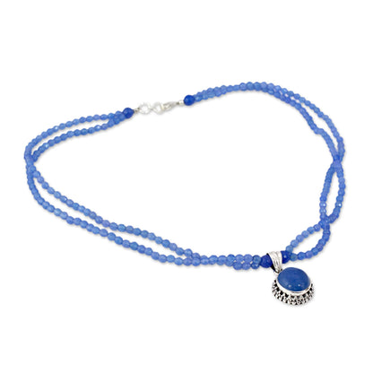 Eternally Blue Chalcedony & Silver Beaded Necklace