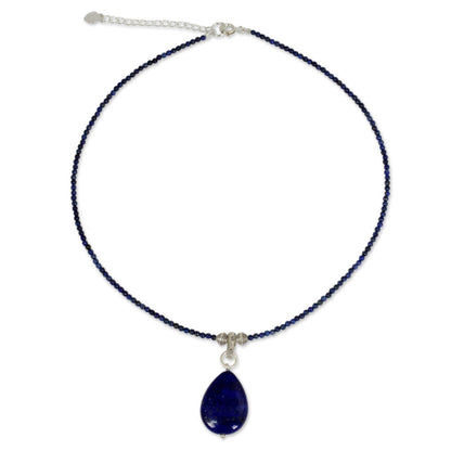 Lapis Lazuli & Sterling Silver Beaded Pendant Necklace