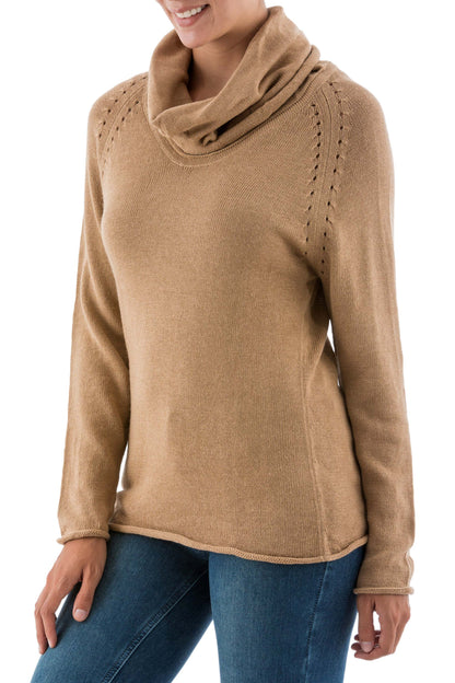 Tan Warmth Cotton and alpaca sweater