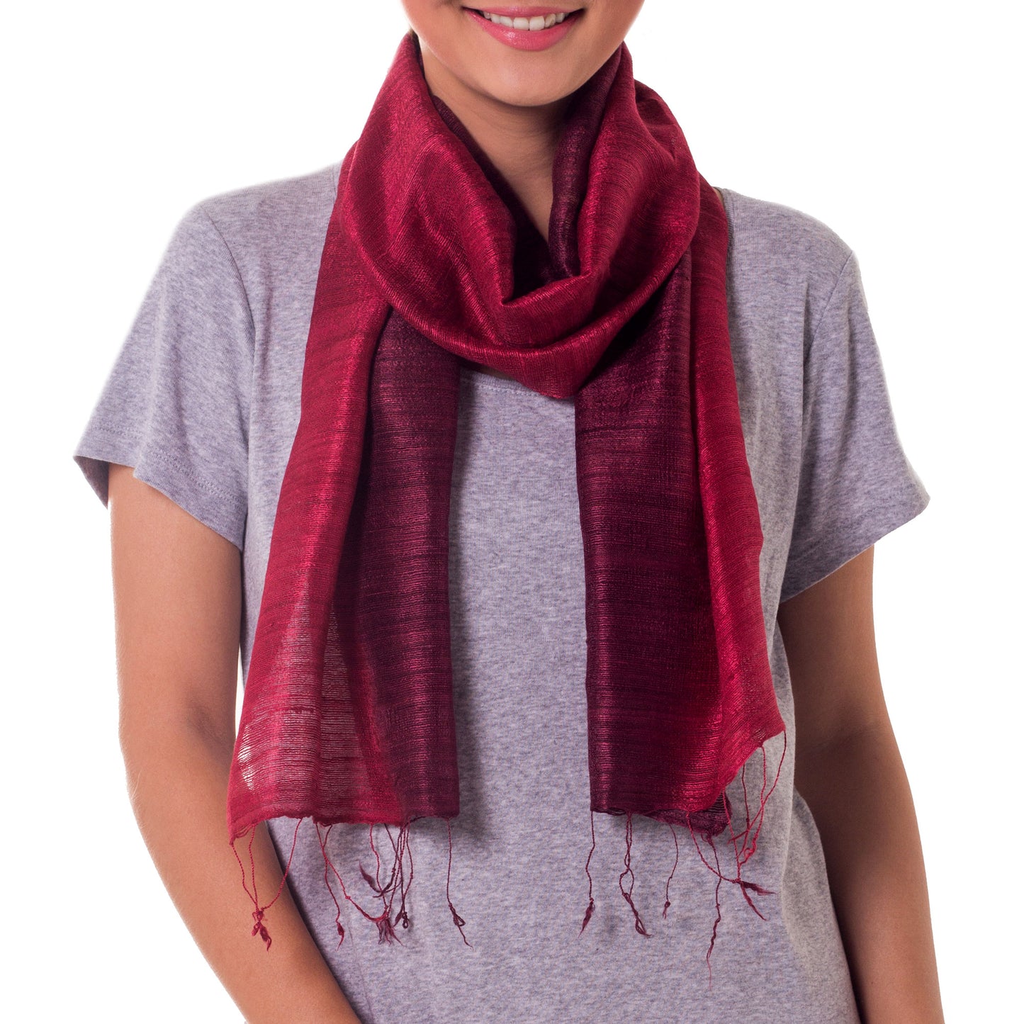 Roses & Red Wine Ombre Silk Scarf