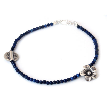 Hill Tribe River Lapis Lazuli & Silver Beaded Bracelet