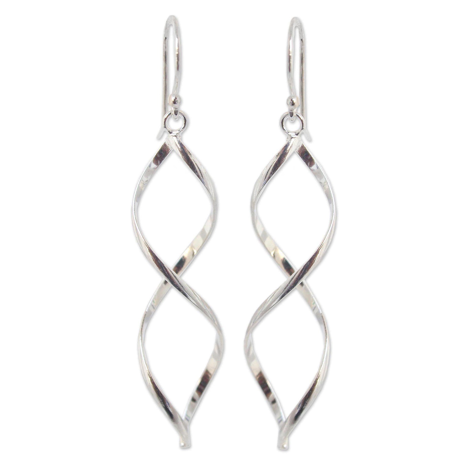 NOVICA - Sterling Silver Infinity Dangle Earrings
