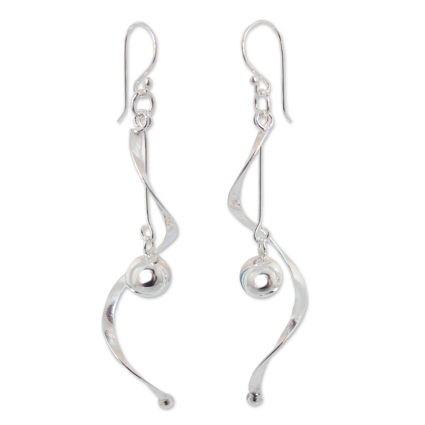 NOVICA - Handcrafted Sterling Silver Pendulum Earrings