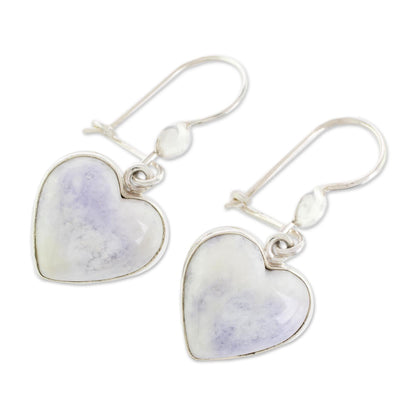 Lilac Jade Heart Drop Earrings