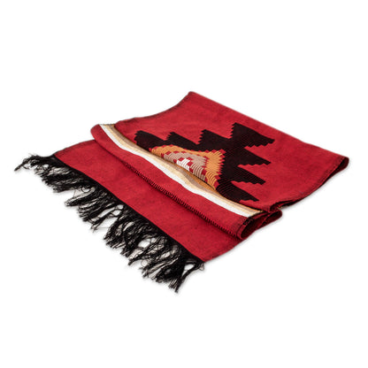 Red Totonicapan Sun Hand Woven Cotton Table Runner