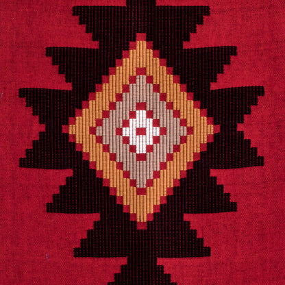 Red Totonicapan Sun Hand Woven Cotton Table Runner