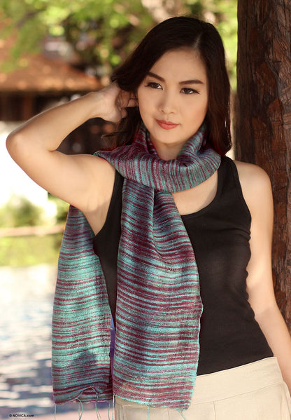 Mae Nam Khong Valley Multicolor Silk Batik Scarf