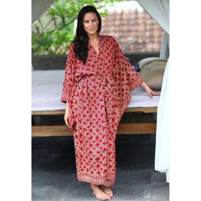 Ruby Red Hand Crafted Batik Robe