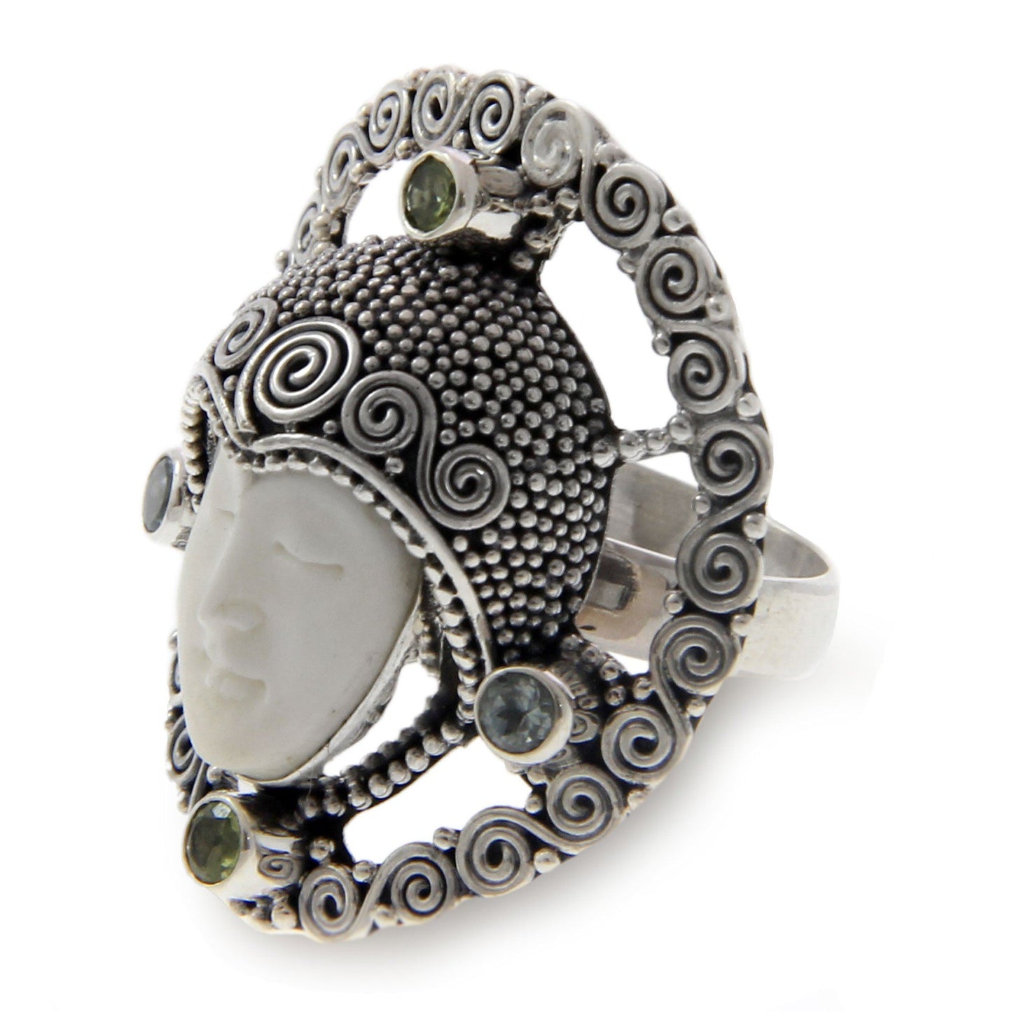 NOVICA - Gemstone & Sterling Silver Queen Cocktail Ring