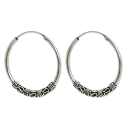 NOVICA - Endless Hoop Sterling Silver Earrings