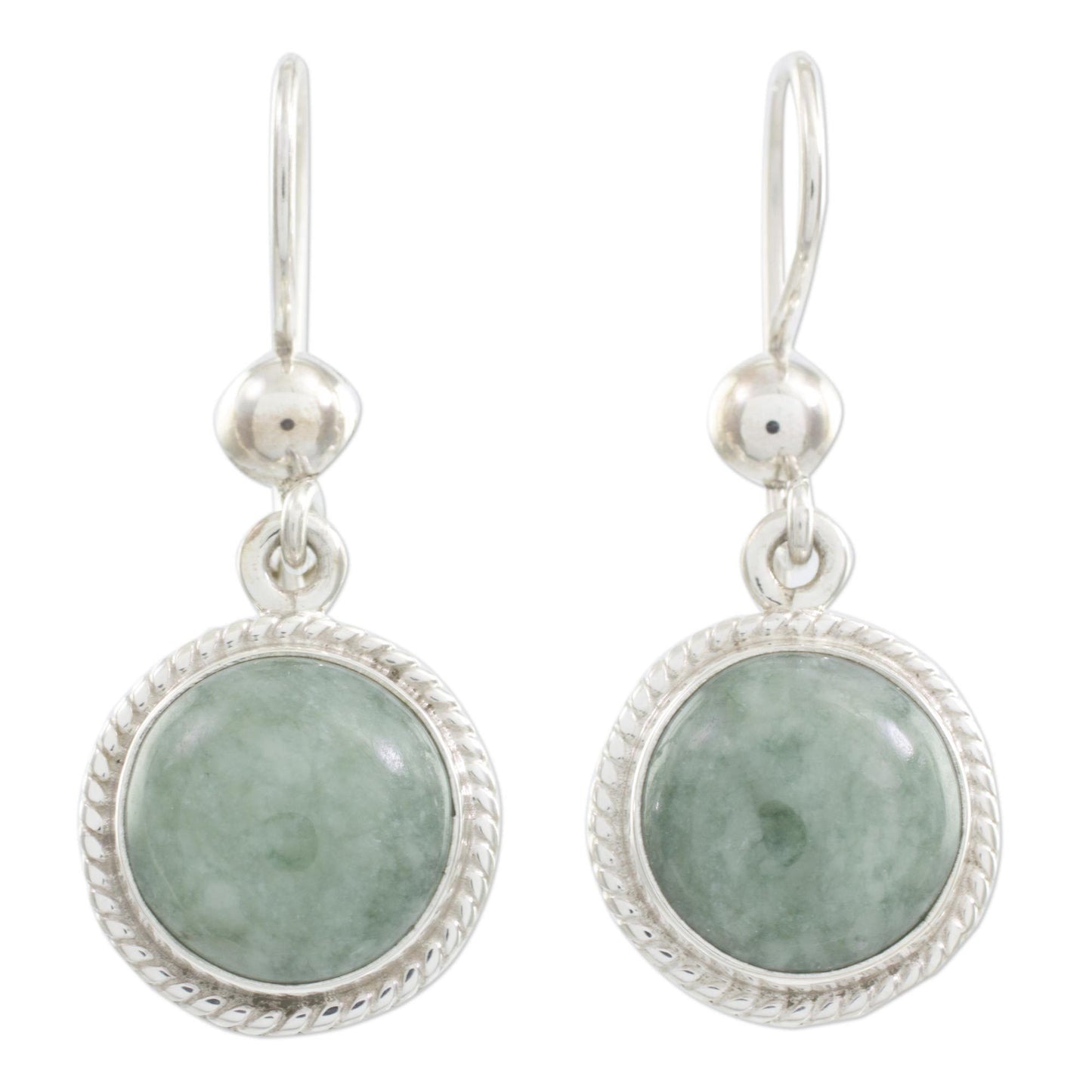 Green Jade Moon Dangle Earrings
