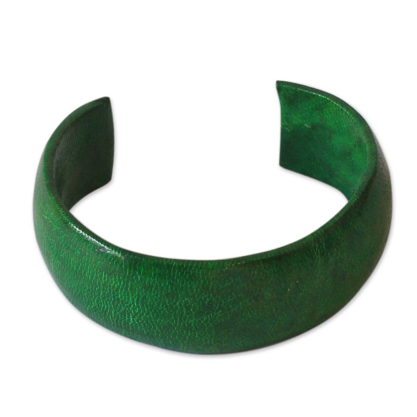 Annula in Green Handcrafted Modern Leather Cuff Bracelet