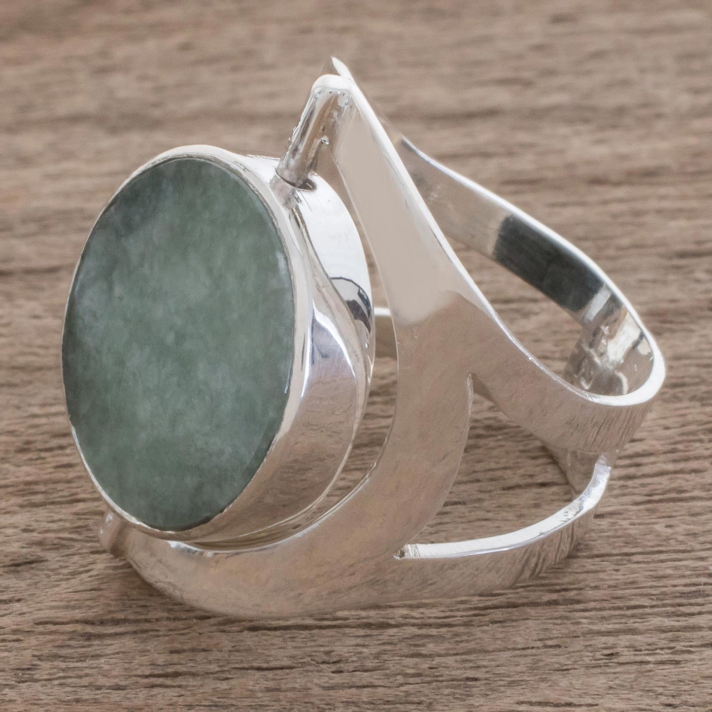 Dual Spirit Handmade Modern Reversible Jade Cocktail Ring