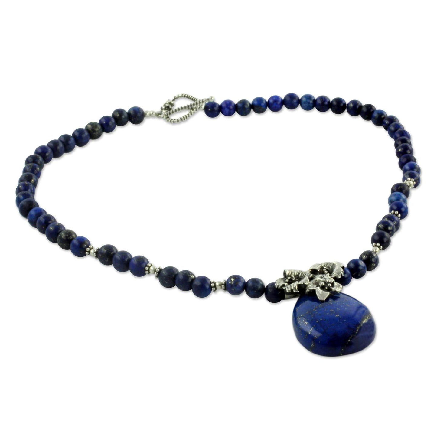 Lapis Lazuli & Sterling Silver Lily Necklace