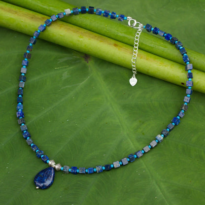 Blue Multi-Gem Beaded Necklace