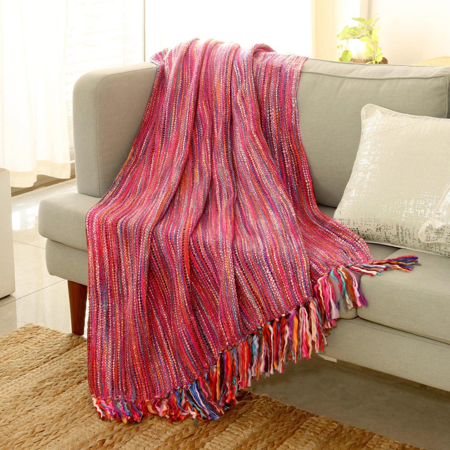Colorful Rainbow Woven Throw Blanket