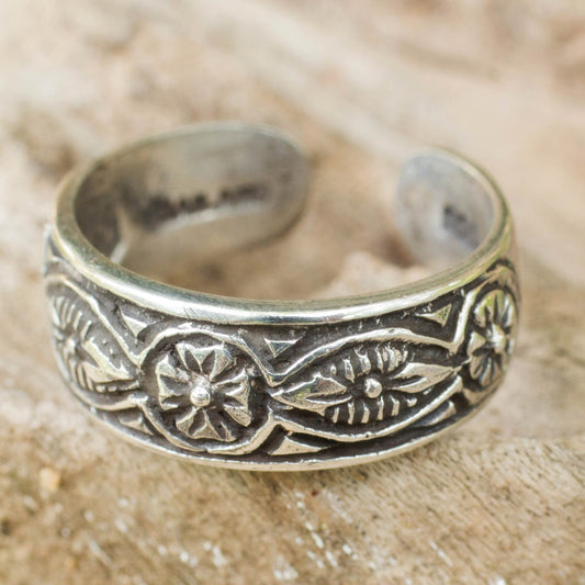 Thai Flowers Sterling Silver Floral Toe Ring