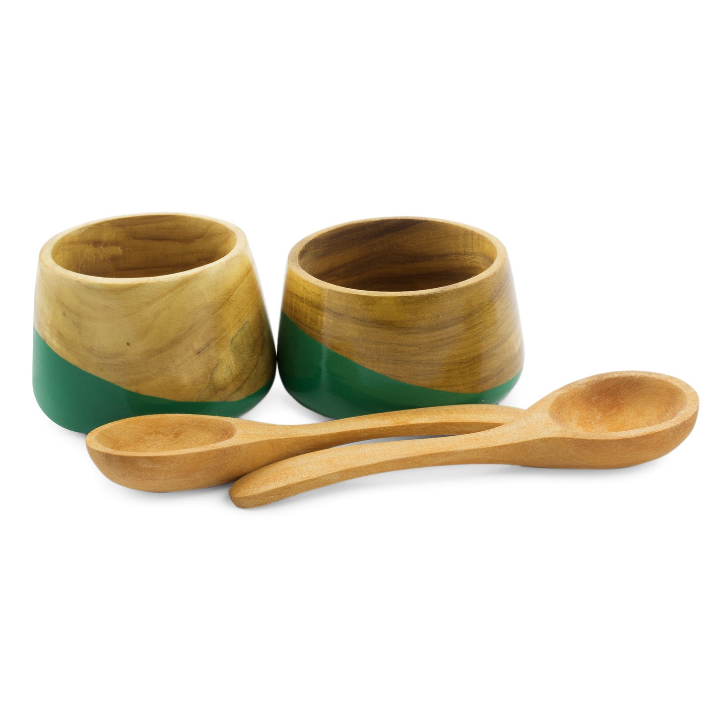Spicy Green Salsa Bowls and Spoons Hand Crafted (pair)
